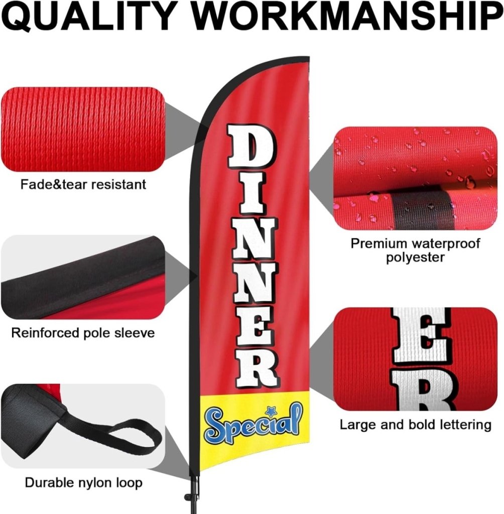 Dinner Special Sign - 8ft Dinner Special Feather Flag Kit with Pole and Stake - FSFlag