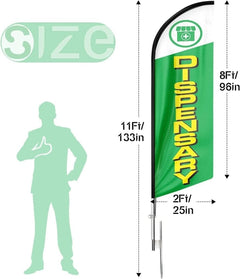 Dispensary Flag - 11ft Advertising Swooper Flag with Ground Stake for Dispensary - FSFlag