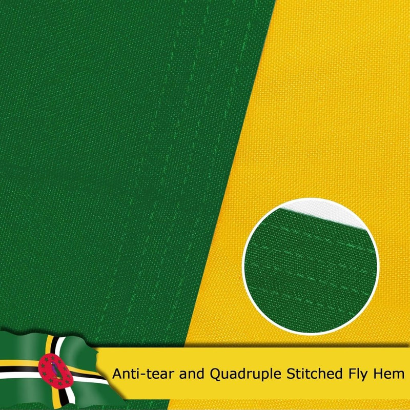Dominica Dominican Flag for Outside, 400D Heavy Duty Polyester, Double - Sided Printing, Quadruple Stitched Fly Hem, Fade Resistant, 2 Brass Grommets