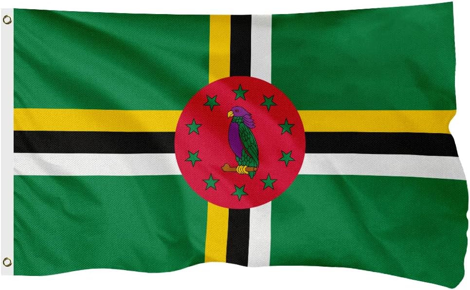 Dominica Dominican Flag for Outside, 400D Heavy Duty Polyester, Double - Sided Printing, Quadruple Stitched Fly Hem, Fade Resistant, 2 Brass Grommets