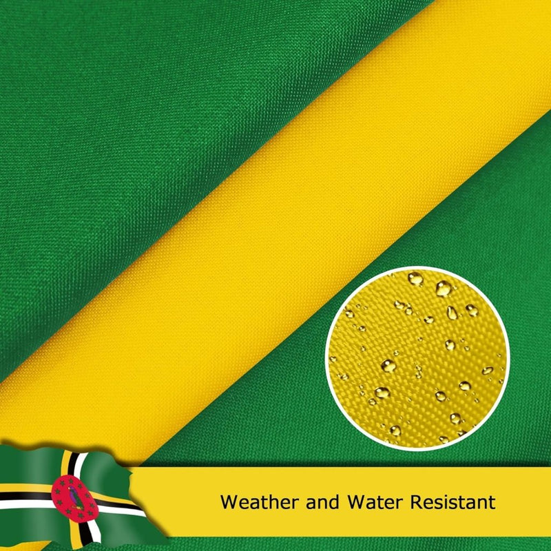 Dominica Dominican Flag for Outside, 400D Heavy Duty Polyester, Double - Sided Printing, Quadruple Stitched Fly Hem, Fade Resistant, 2 Brass Grommets