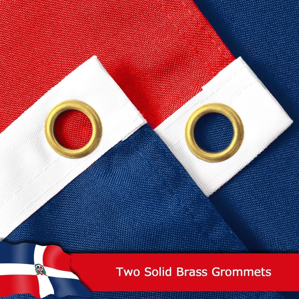 Dominican Republic Flag for Outside, 400D Heavy Duty Polyester, Double - Sided Printing, Quadruple Stitched Fly Hem, Fade Resistant, 2 Brass Grommets