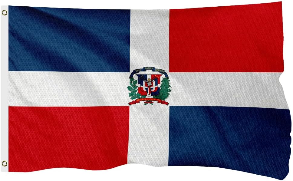 Dominican Republic Flag for Outside, 400D Heavy Duty Polyester, Double - Sided Printing, Quadruple Stitched Fly Hem, Fade Resistant, 2 Brass Grommets