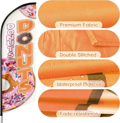 Donut Sign - 8ft Orange Donuts Feather Flag!（Flagpole Not Included） - FSFlag