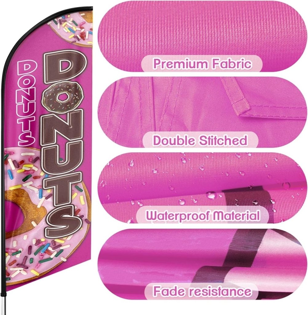 Donut Sign - 8ft Pink Donuts Feather Flag!（Flagpole Not Included） - FSFlag