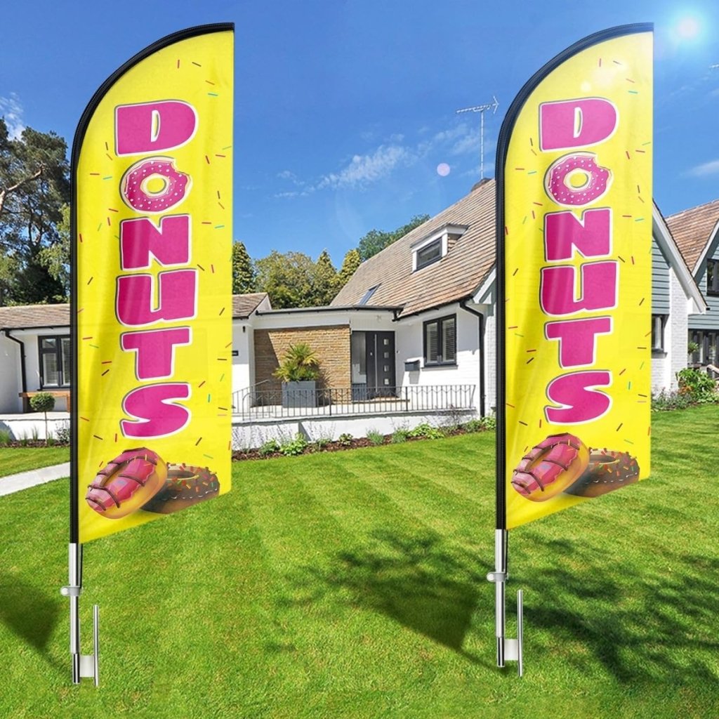 Donut Sign - 8ft Yellow Donuts Feather Flag!（Flagpole Not Included） - FSFlag