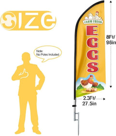 Egg Flag - 8ft Farm Fresh Eggs Feather Flag（Flagpole Not Included） - FSFlag