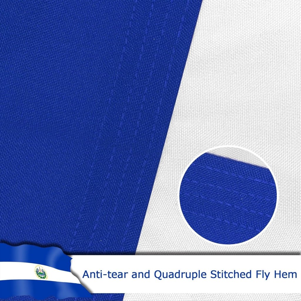 El Salvador El Salvadoran Flag for Outside, 400D Heavy Duty Polyester, Double - Sided Printing, Quadruple Stitched Fly Hem, Fade Resistant, 2 Brass Grommets