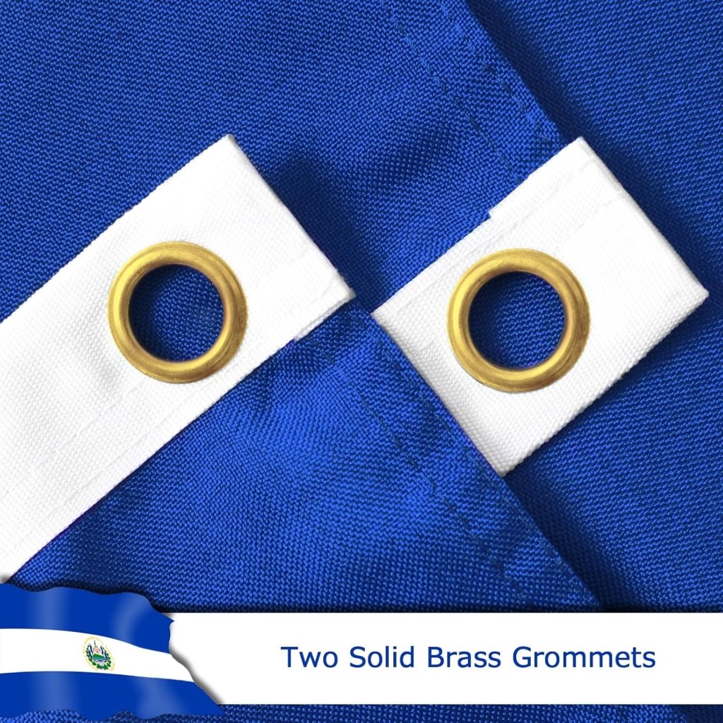 El Salvador El Salvadoran Flag for Outside, 400D Heavy Duty Polyester, Double - Sided Printing, Quadruple Stitched Fly Hem, Fade Resistant, 2 Brass Grommets