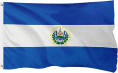 El Salvador El Salvadoran Flag for Outside, 400D Heavy Duty Polyester, Double - Sided Printing, Quadruple Stitched Fly Hem, Fade Resistant, 2 Brass Grommets