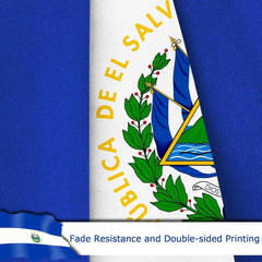 El Salvador El Salvadoran Flag for Outside, 400D Heavy Duty Polyester, Double - Sided Printing, Quadruple Stitched Fly Hem, Fade Resistant, 2 Brass Grommets