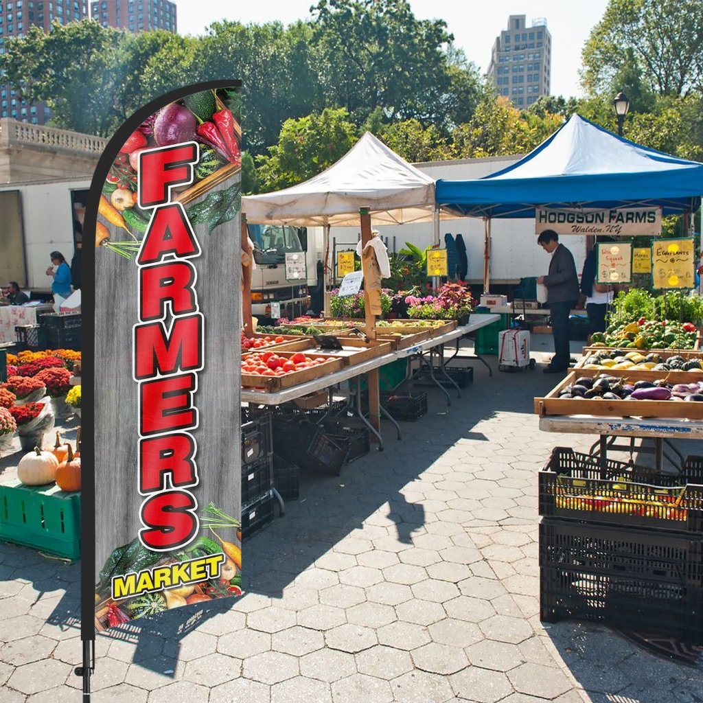 Farmers Market Signs - 8Ft Farmers Market Feather Flags Pole Kit
