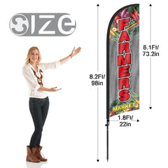 Farmers Market Signs - 8Ft Farmers Market Feather Flags Pole Kit