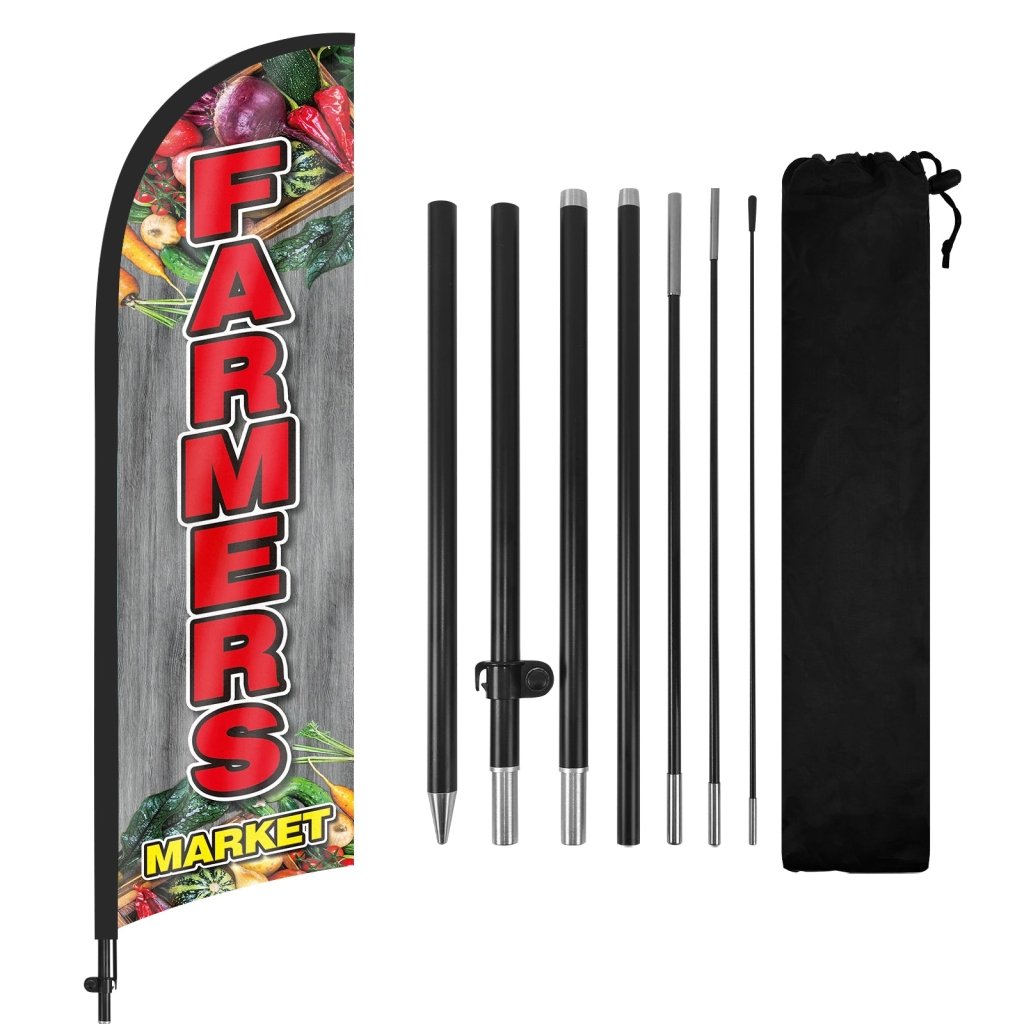 Farmers Market Signs - 8Ft Farmers Market Feather Flags Pole Kit
