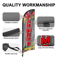 Farmers Market Signs - 8Ft Farmers Market Feather Flags Pole Kit
