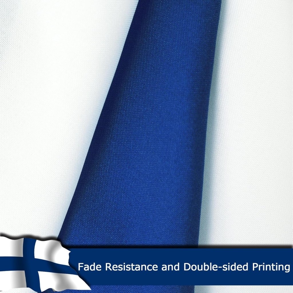 Finland Finnish Flag for Outside, 400D Heavy Duty Polyester, Double - Sided Printing, Quadruple Stitched Fly Hem, Fade Resistant, 2 Brass Grommets