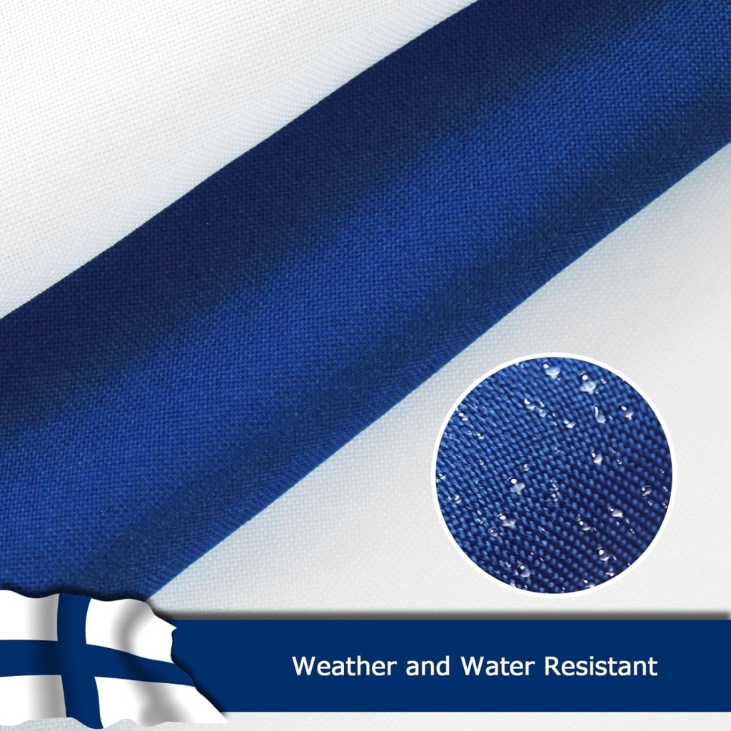 Finland Finnish Flag for Outside, 400D Heavy Duty Polyester, Double - Sided Printing, Quadruple Stitched Fly Hem, Fade Resistant, 2 Brass Grommets