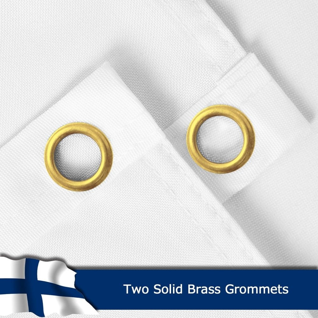 Finland Finnish Flag for Outside, 400D Heavy Duty Polyester, Double - Sided Printing, Quadruple Stitched Fly Hem, Fade Resistant, 2 Brass Grommets