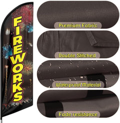 Fireworks Feather Flag: Advertising Banner for Fireworks Business (8ft Flagpole Not Included) - FSFlag