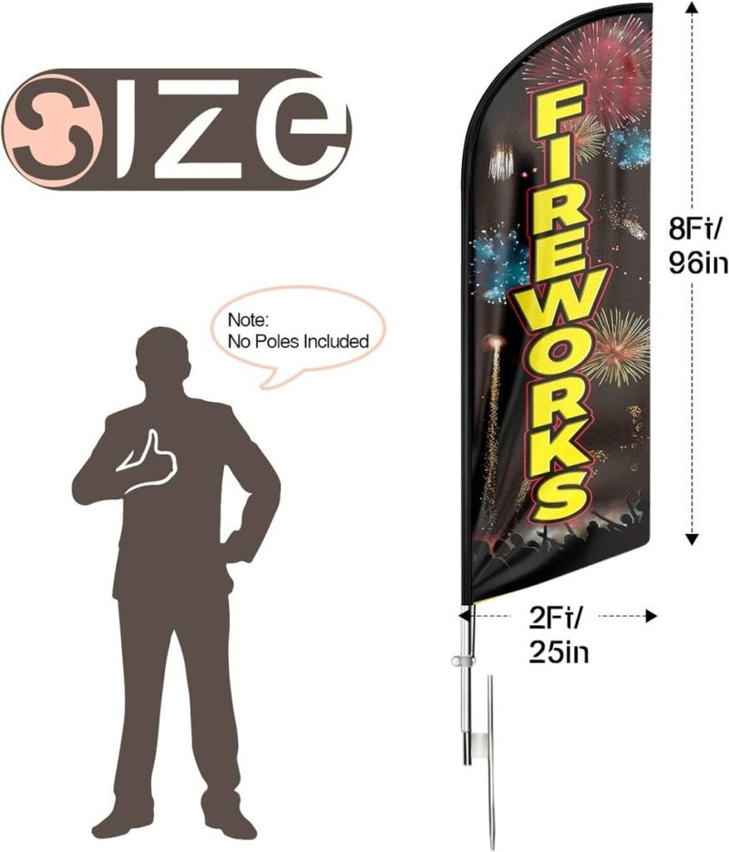 Fireworks Feather Flag: Advertising Banner for Fireworks Business (8ft Flagpole Not Included) - FSFlag