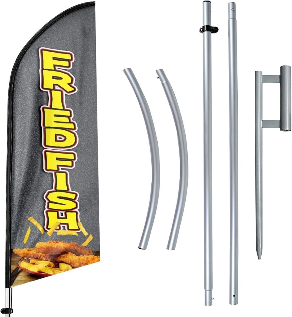 Fish Fry Sign - 11ft Fry Fest Feather Flags Kit - FSFlag