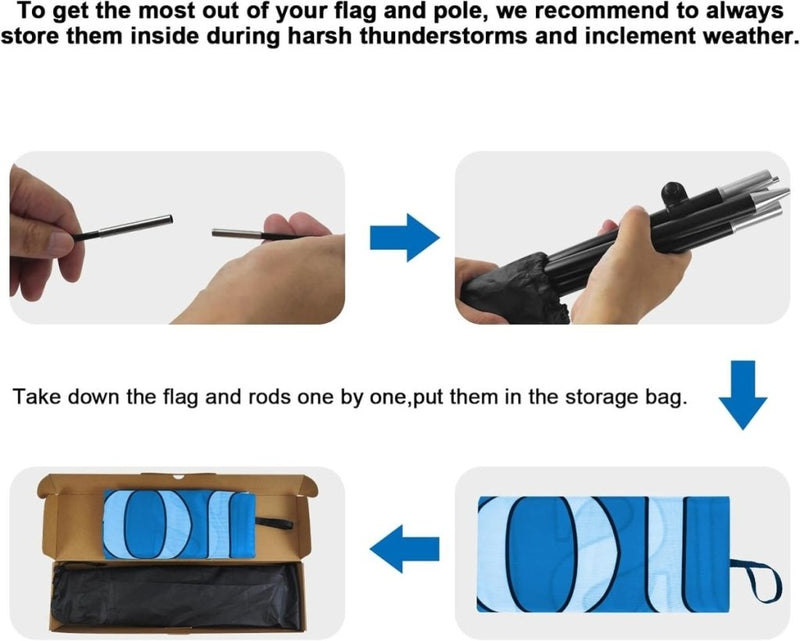 Fish Sign Flag Kit - 8ft Fish Feather Flag with Pole and Stake - FSFlag