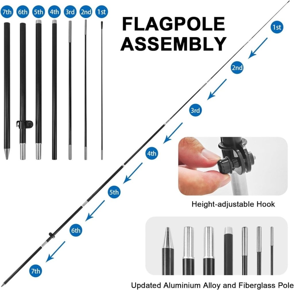 Fish Sign Flag Kit - 8ft Fish Feather Flag with Pole and Stake - FSFlag