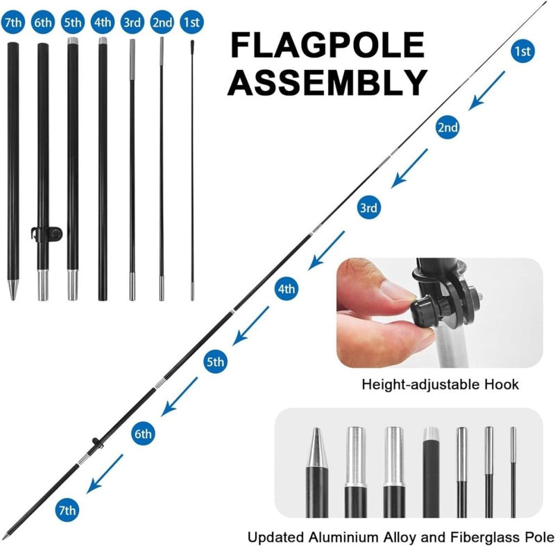 Fish Sign Flag Kit - 8ft Fish Feather Flag with Pole and Stake - FSFlag