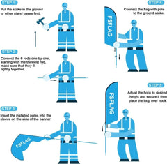 Fish Sign Flag Kit - 8ft Fish Feather Flag with Pole and Stake - FSFlag