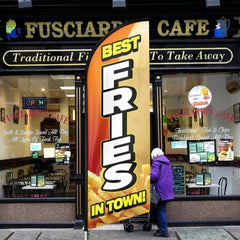 Flag Signs For Business - 11ft Best Fries Swooper Flag Feather Flag Pole Kit - FSFlag