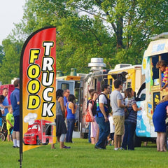 Food Truck Signs - 8Ft Food Truck Feather Flags with Pole and Ground Stake - FSFlag