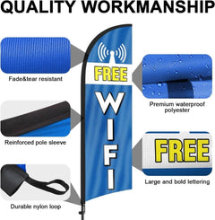 Free Wifi Sign - 8ft Free WiFi Feather Flag for Free WiFi Business - FSFlag