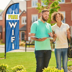 Free Wifi Sign - 8ft Free WiFi Feather Flag for Free WiFi Business - FSFlag