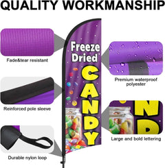 Freeze Dried Candy Banner - 8ft Freeze Dried Candy Feather Flag with Pole and Stake - FSFlag