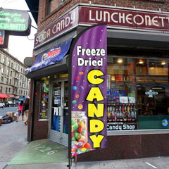 Freeze Dried Candy Banner - 8ft Freeze Dried Candy Feather Flag with Pole and Stake - FSFlag