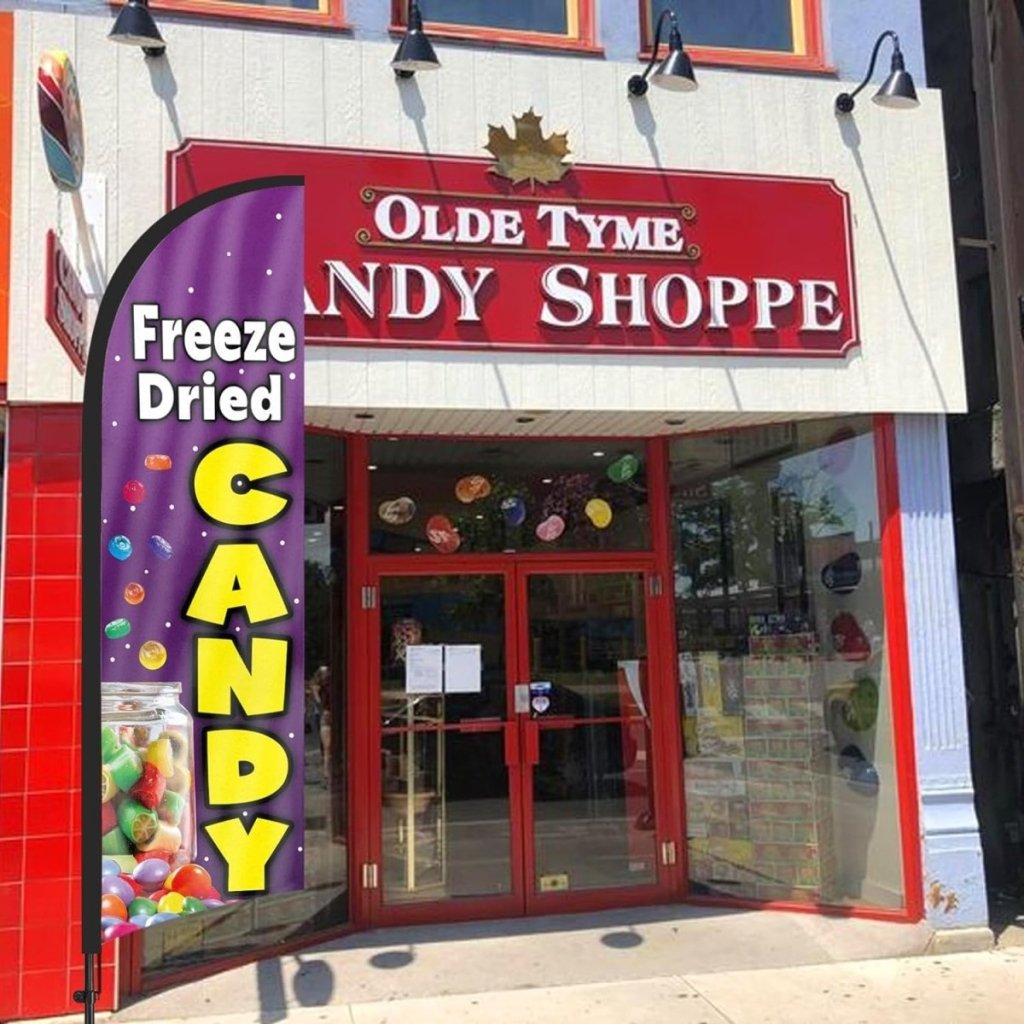 Freeze Dried Candy Banner - 8ft Freeze Dried Candy Feather Flag with Pole and Stake - FSFlag