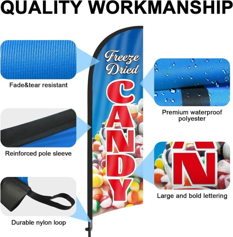 Freeze Dried Candy Banner - 8Ft Triangular Feather Banner - FSFlag