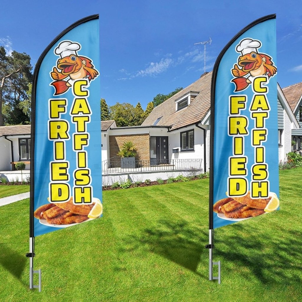 Fried Catfish Flag - 8ft Fried Catfish Feather Flag（Flagpole Not Included） - FSFlag