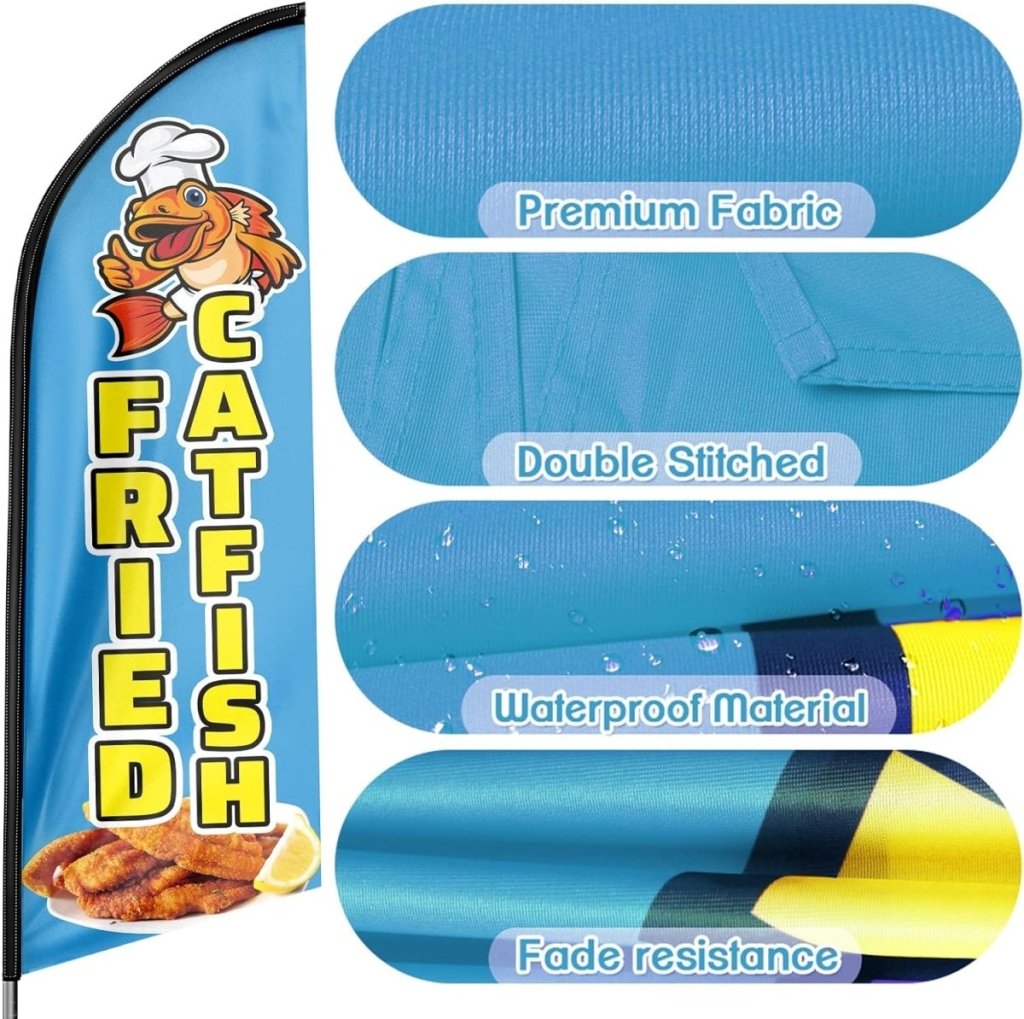 Fried Catfish Flag - 8ft Fried Catfish Feather Flag（Flagpole Not Included） - FSFlag