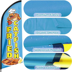 Fried Catfish Flag - 8ft Fried Catfish Feather Flag（Flagpole Not Included） - FSFlag