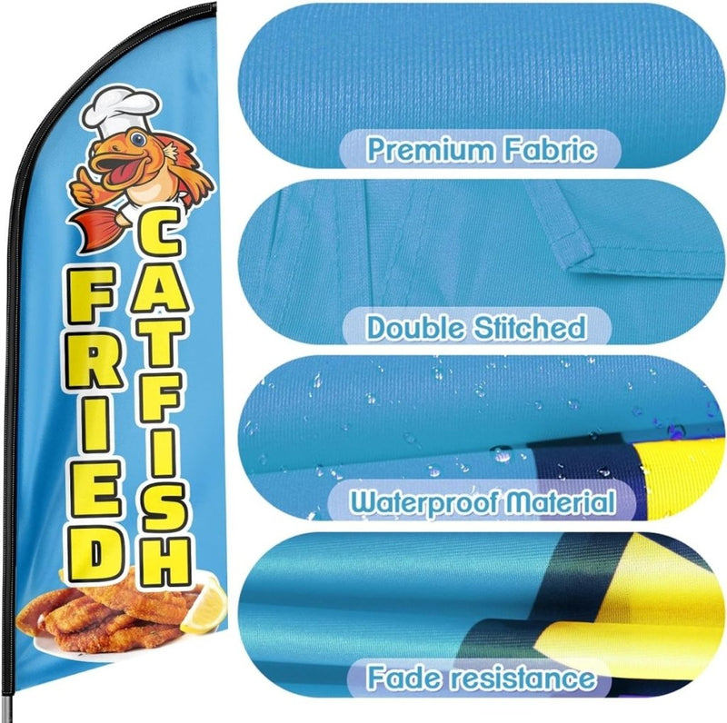 Fried Catfish Flag - 8ft Fried Catfish Feather Flag（Flagpole Not Included） - FSFlag