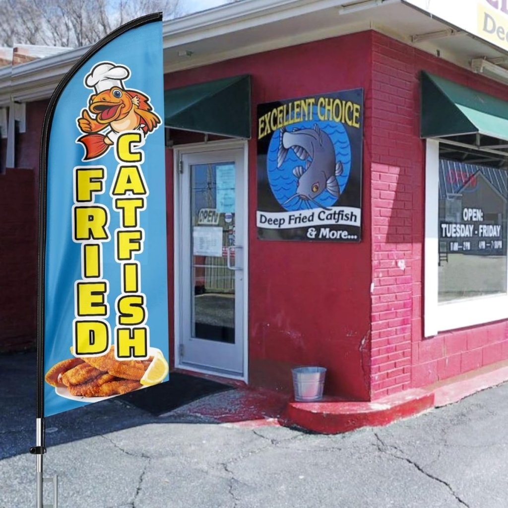 Fried Catfish Flag - 8ft Fried Catfish Feather Flag（Flagpole Not Included） - FSFlag