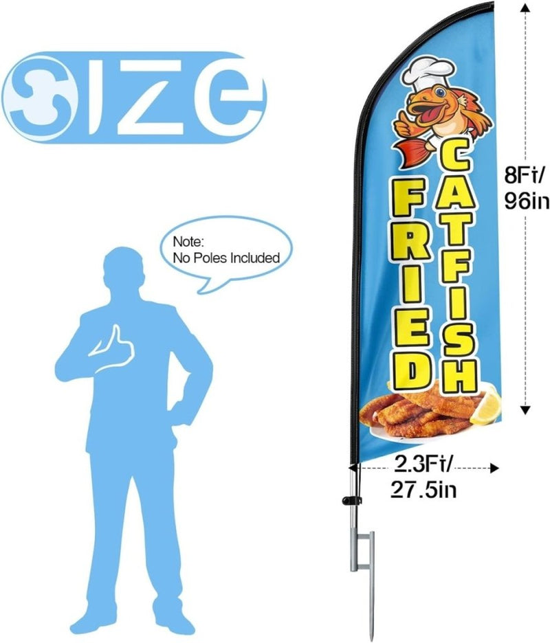 Fried Catfish Flag - 8ft Fried Catfish Feather Flag（Flagpole Not Included） - FSFlag
