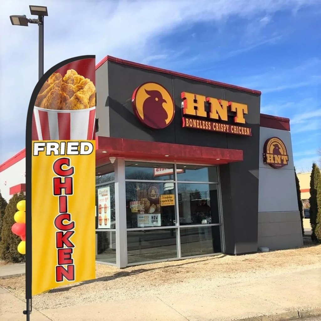 Fried Chicken Flag Kit - 8ft Fried Chicken Feather with Pole and Stake - FSFlag