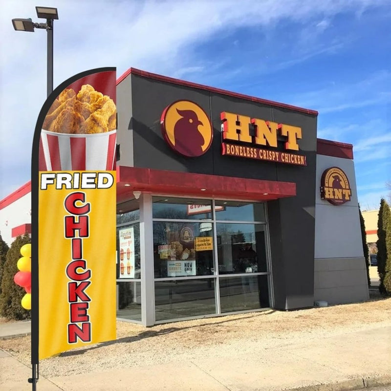 Fried Chicken Flag Kit - 8ft Fried Chicken Feather with Pole and Stake - FSFlag