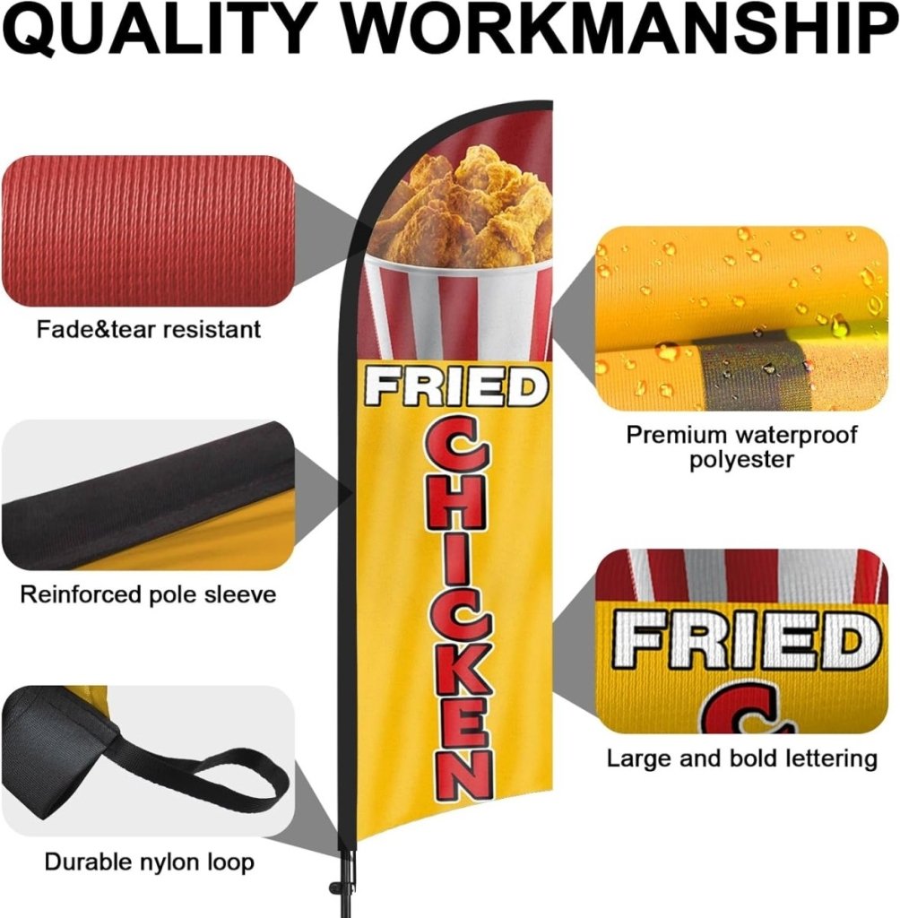 Fried Chicken Flag Kit - 8ft Fried Chicken Feather with Pole and Stake - FSFlag
