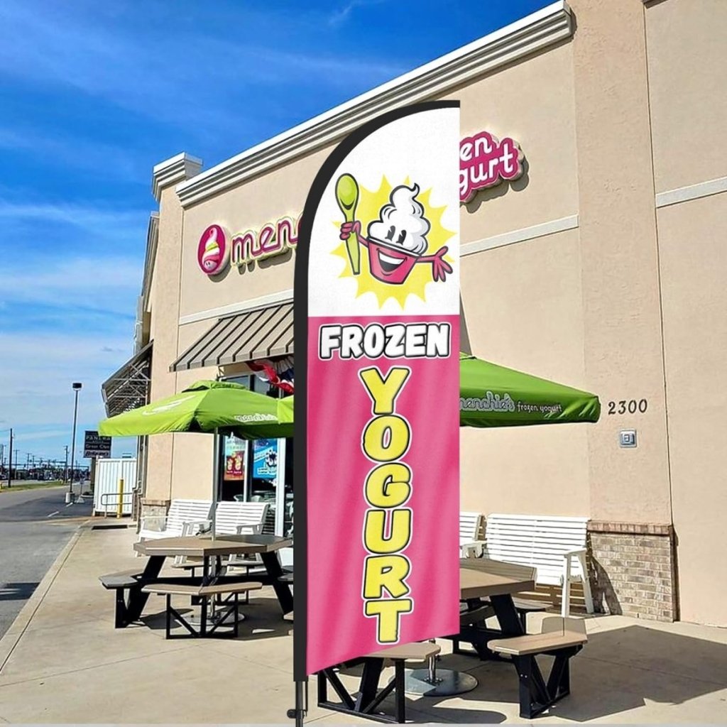 Frozen Yogurt Sign - FSFLAG 8Ft Frozen Yogurt Feather Flag Set for Frozen Yogurt Business - FSFlag