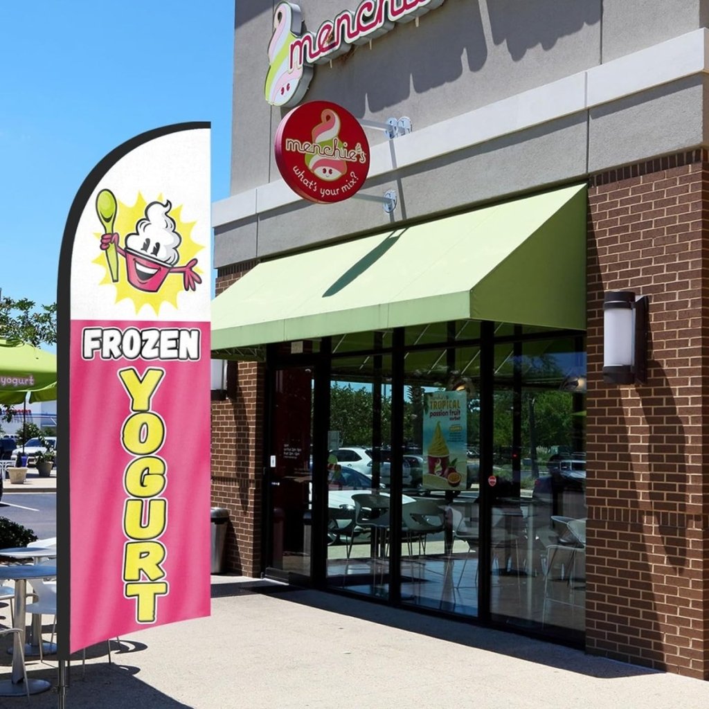 Frozen Yogurt Sign - FSFLAG 8Ft Frozen Yogurt Feather Flag Set for Frozen Yogurt Business - FSFlag