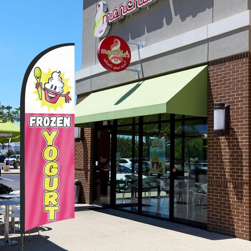 Frozen Yogurt Sign - FSFLAG 8Ft Frozen Yogurt Feather Flag Set for Frozen Yogurt Business - FSFlag