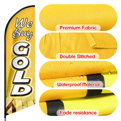 We Buy Gold Sign - 11ft We Buy Gold Swooper Flag Feather Flag Pole Kit - FSFlag